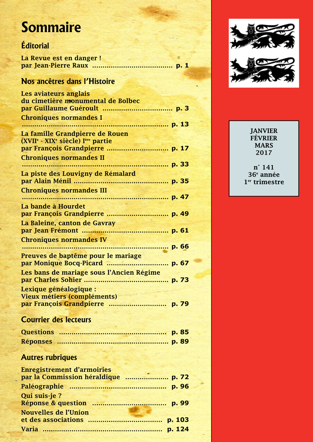 sommaire de la revue