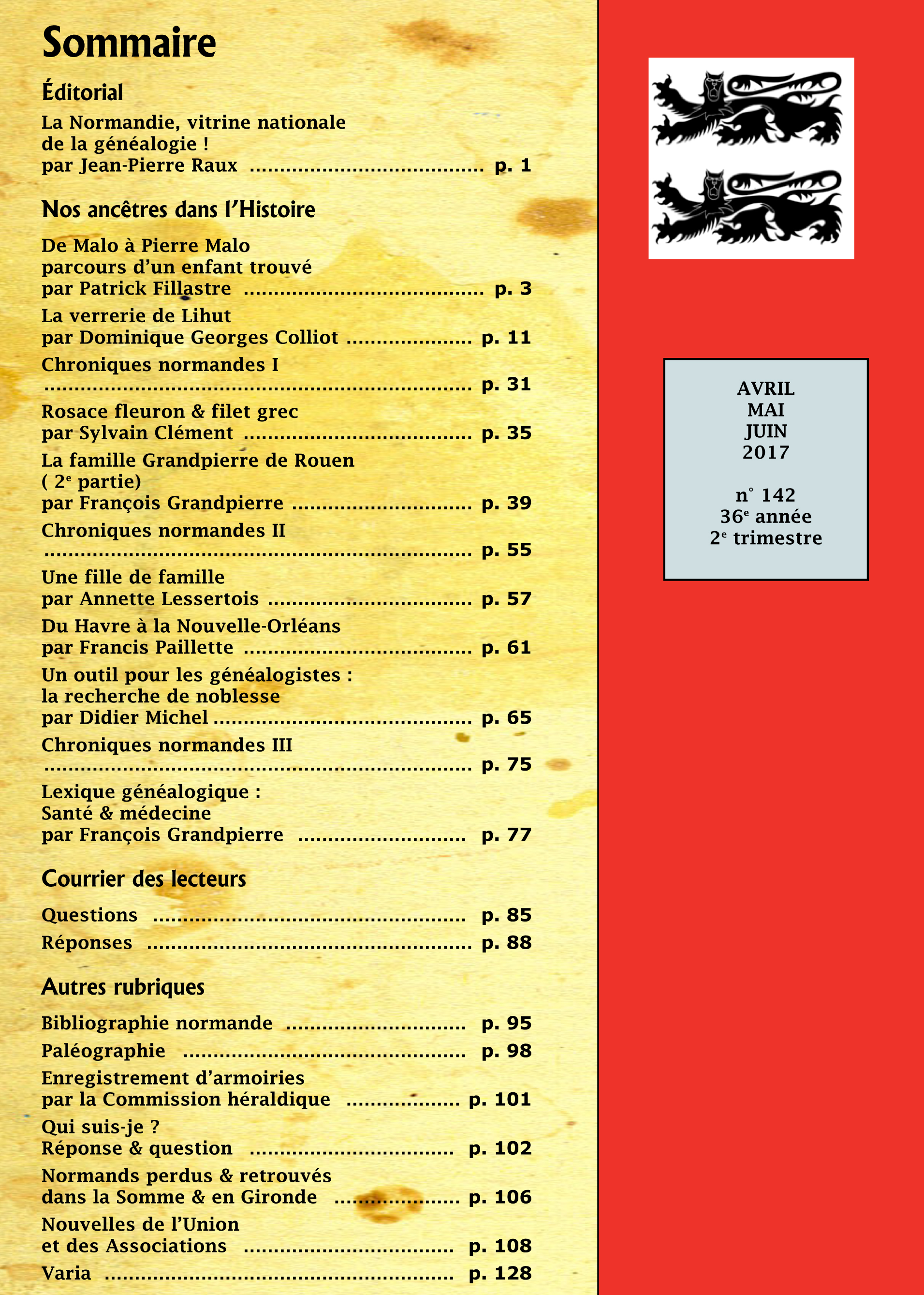 sommaire de la revue